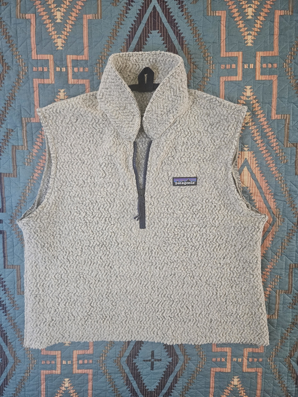 Patagonia Cream Heathered Fleece Vest with Logo
